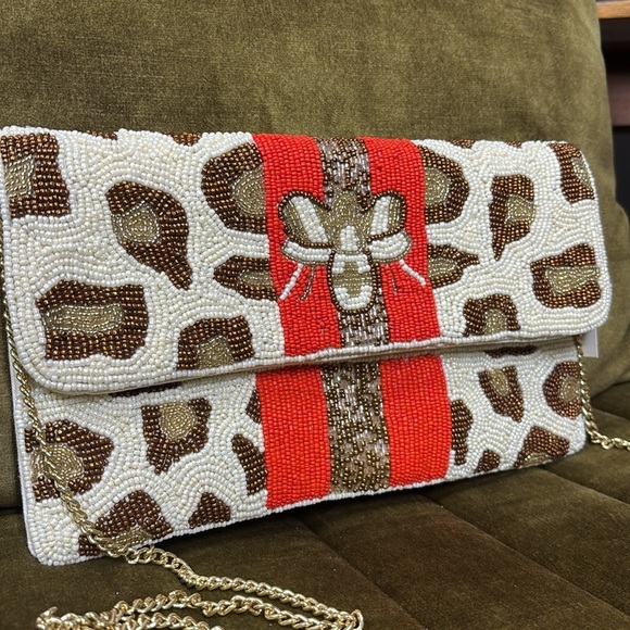 Bee Envelope Leopard Black-Pink Clutch Bag - Picture 4 of 8